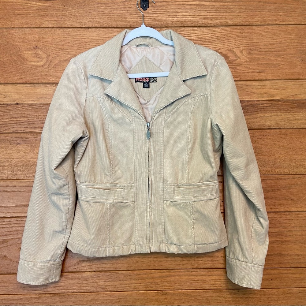 Y2K Mudd corduroy zip front tan jacket